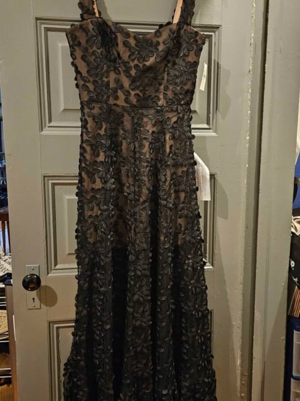 Dress the Population Anabel Black Semisheer Sweetheart Neck Gown Dress